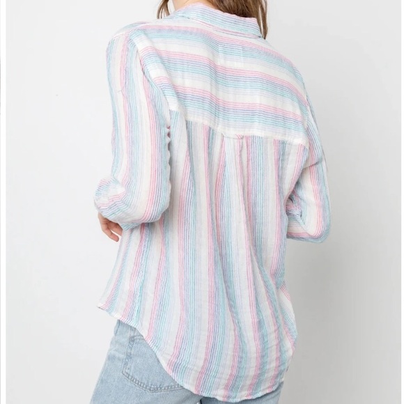 Rails Ellis Button-Down Shirt in Iris Stripe 100% Cotton size small - Picture 4 of 16